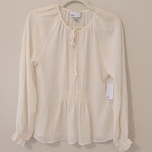 NWT Nordstrom Rack Women's Ivory Blouse with Tie-Neck